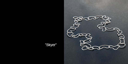 "Skyer" sølv og aquamarin