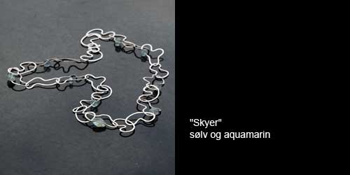"Skyer" sølv og aquamarin